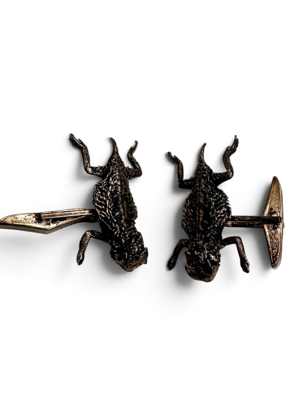 SET James Avery Sterling Texas Horned Toad Cuff Links - Retired